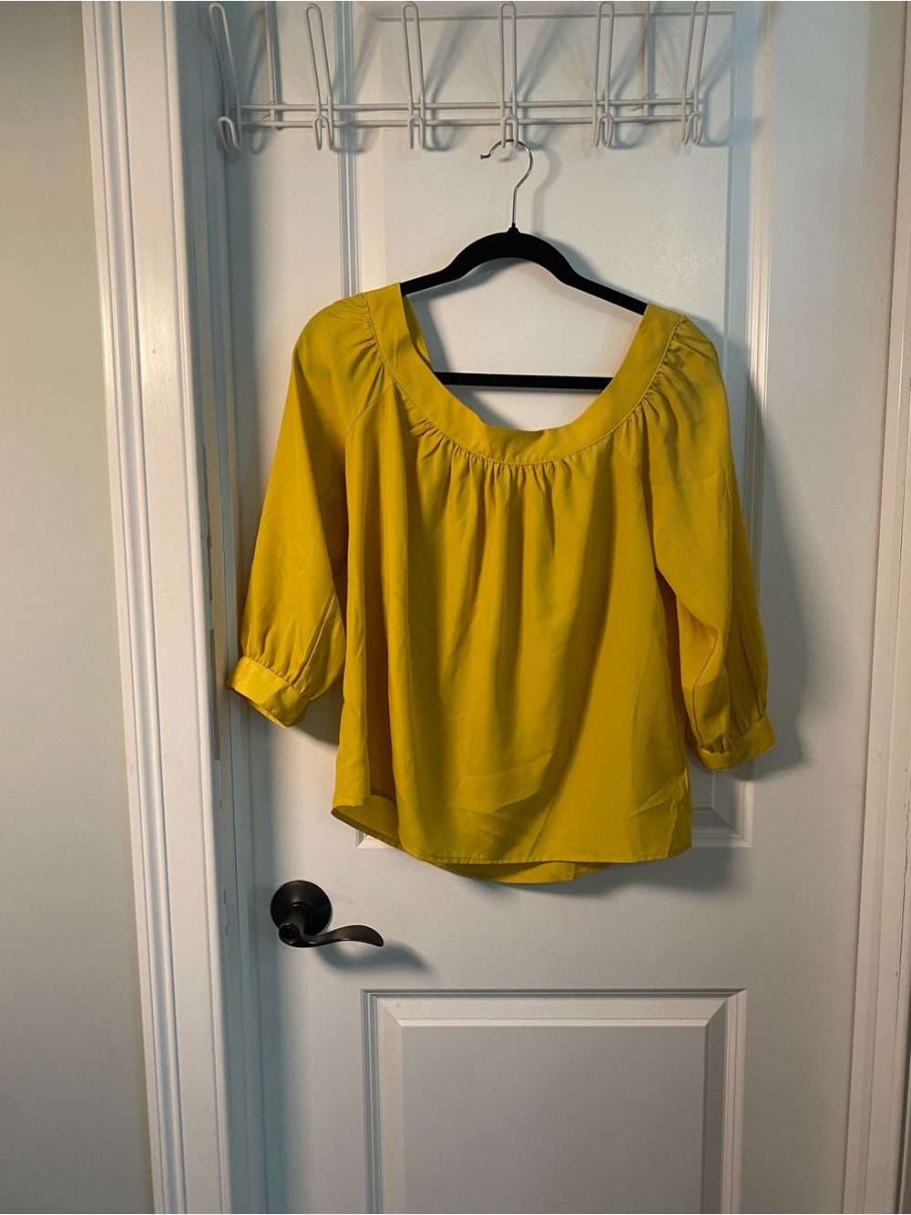 Maeve Yellow Scoop Neck Quarter Sleeve Blouse